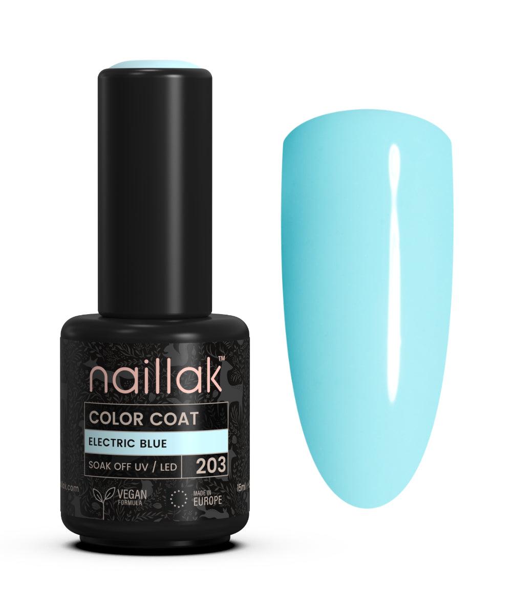 Naillak Electric Blue gellak, himmelblå neglelak i flaske