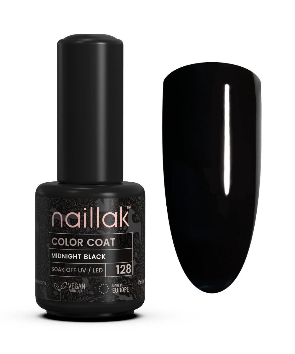 Naillak Midnight Black gellak, kulsort neglelak i flaske