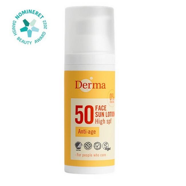 Derma Solcreme Ansigt SPF 50, 50 ml, til følsom hud
